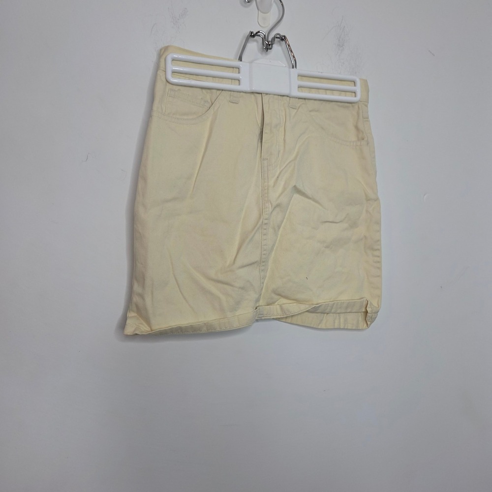 Ralph Lauren Polo Chino Vintage Mini Skirt Pale Yellow Cotton Size 10